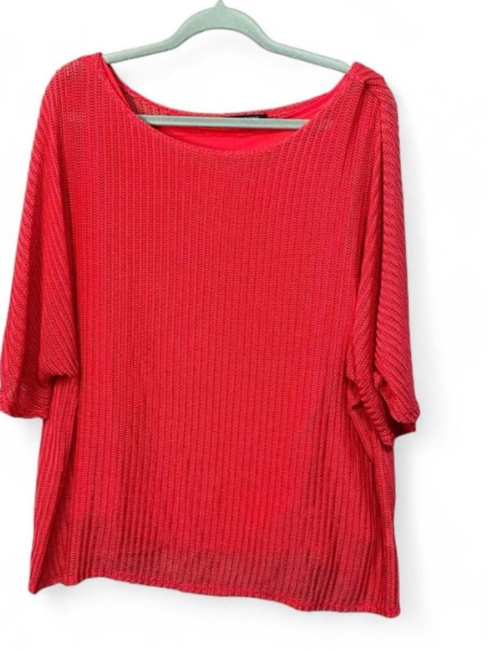 Notations Woman Coral Textured Lined Top | Plus Size 2X